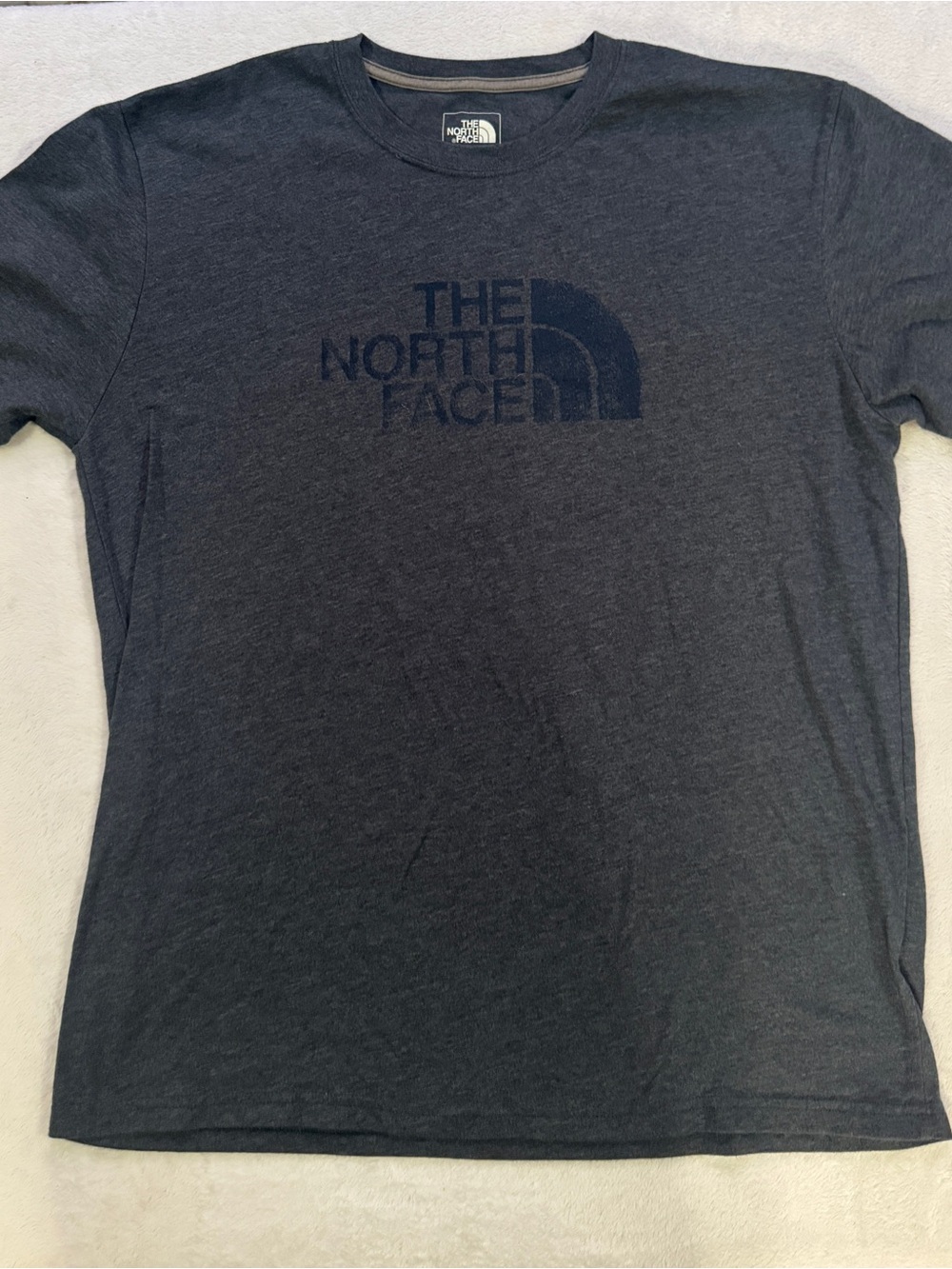 The North Face T-Shirt L Gray Navy Logo Outdoor Hiking Streetwear